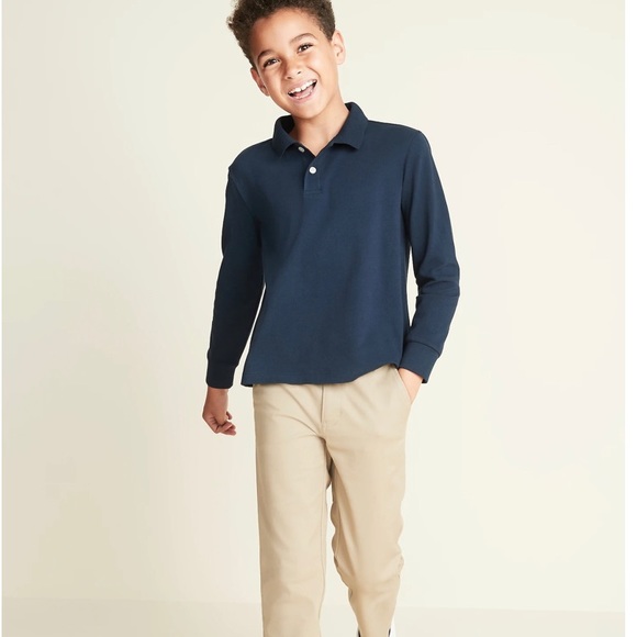 School uniforms, Old Navy navy blue long sleeve polo shirt - Picture 1 of 5